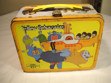 1968 beatles yellow submarine metal lunch box|beatles yellow submarine lunch box.